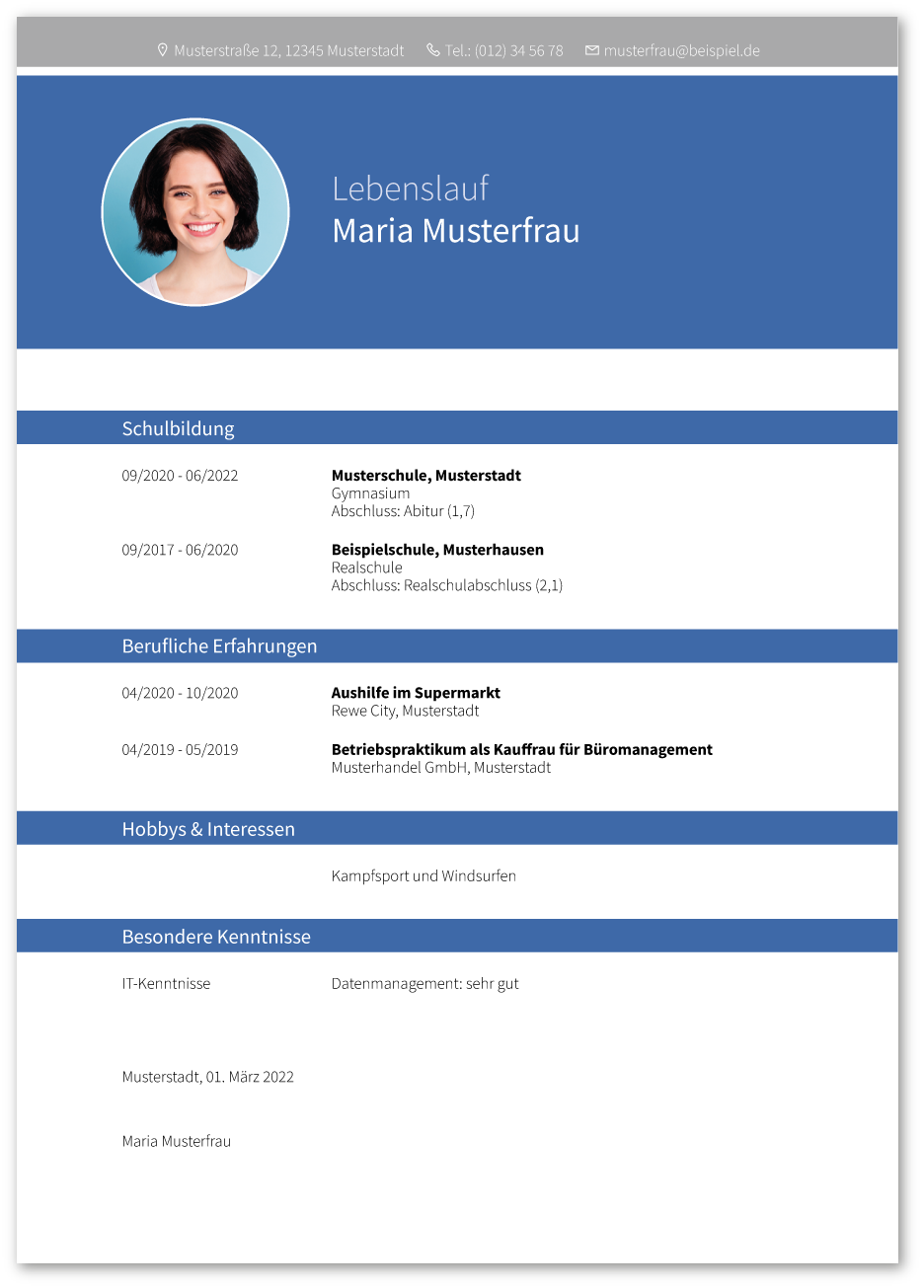 Muster-Lebenslauf Zahnmedizinischer Fachangestellter / Zahnmedizinische Fachangestellte
