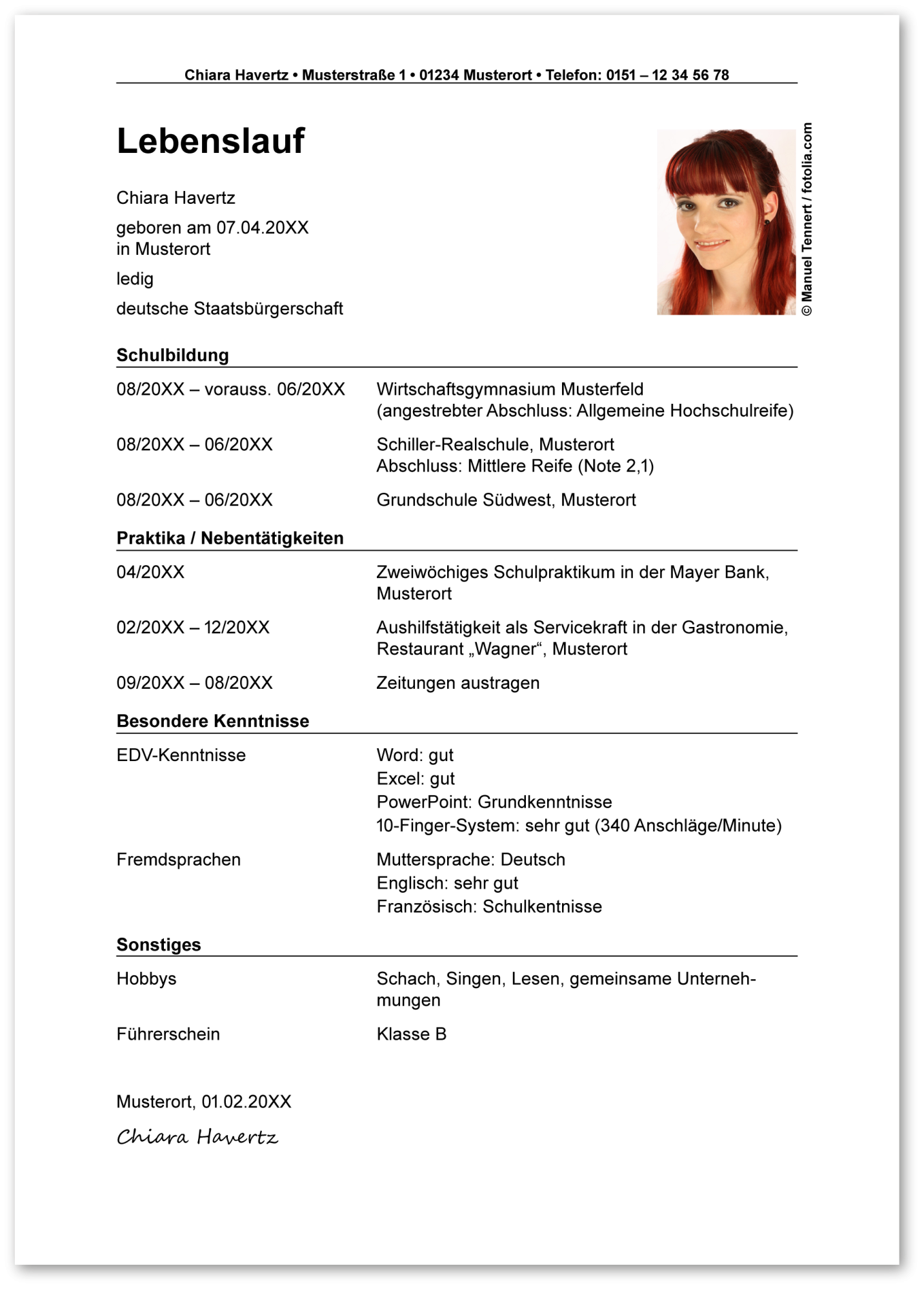 Zoll Bewerbung: Lebenslauf