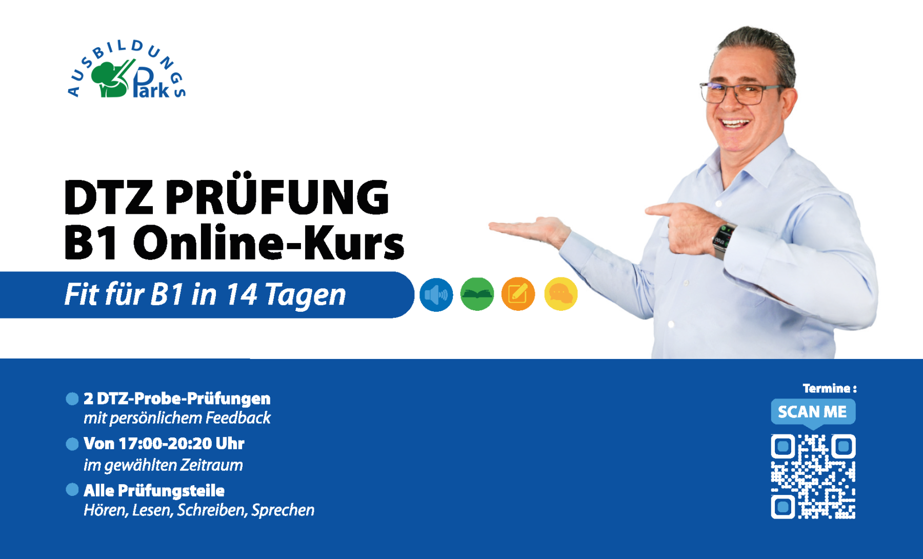 Postkarte DTZ Prüfung B1 Online-Kurs